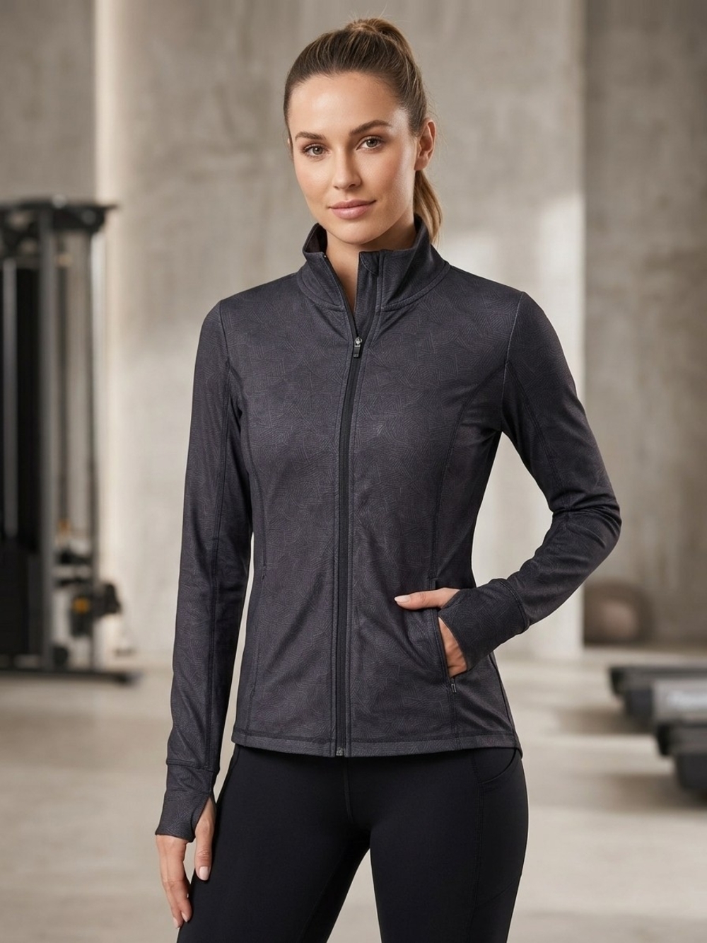 Mondetta Women's Slim-Fit Full-Zip Jacket - Charcoal